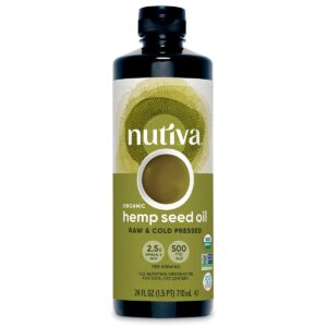 nutiva organic cold-pressed unrefined raw hemp seed oil, 24 ounce, usda organic, non-gmo, whole 30 approved, vegan, gluten-free & keto, rich in omega 3 & 6 fatty acids