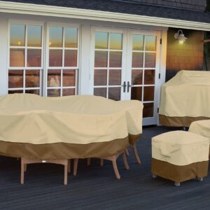 Classic Accessories Veranda Water-Resistant 108 Inch Rectangular/Oval Patio Table & Chair Set Cover, Outdoor Table Cover