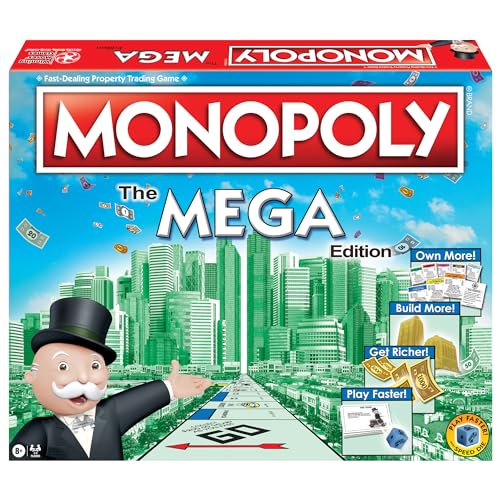 Monopoly The Mega Edition by Winning Moves Games USA, a Bigger and Faster Version of Monopoly with the Speed Die for 2 to 8 Players, Ages 8 and up (1104)