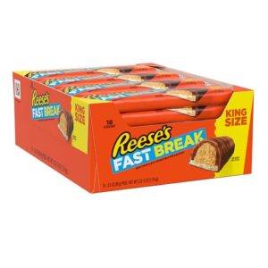 REESE'S FAST BREAK Milk Chocolate, Peanut Butter and Nougat King Size, Bulk, Individually Wrapped Candy Bars, 3.5 oz (18 Count)