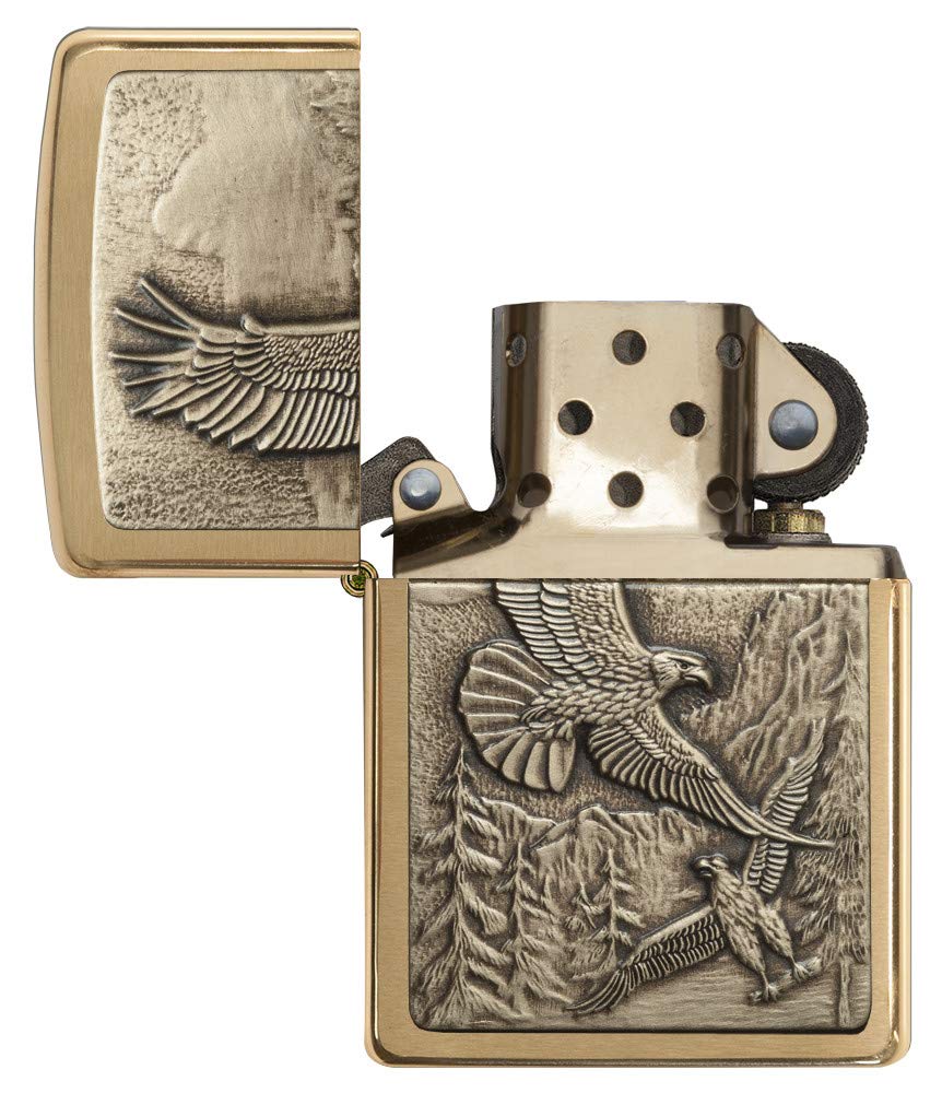 Zippo Where Eagles Dare Brushed Brass Pocket Lighter, One Size