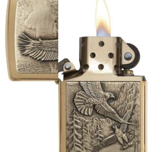 Zippo Where Eagles Dare Brushed Brass Pocket Lighter, One Size