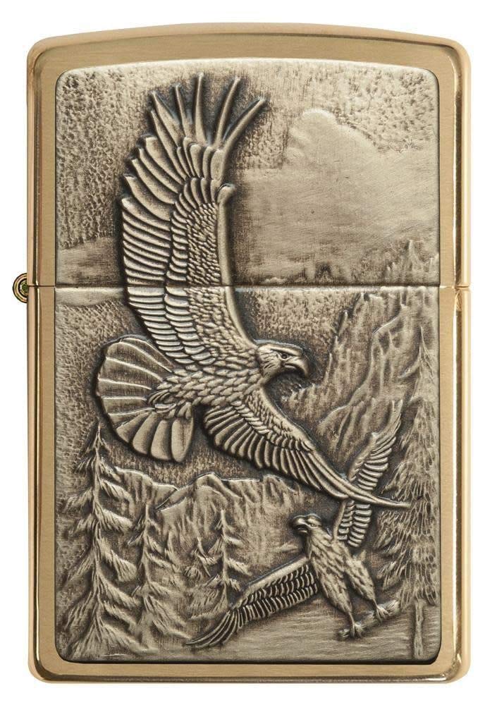 Zippo Where Eagles Dare Brushed Brass Pocket Lighter, One Size