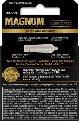 Trojan Magnum Lubricated Condoms, 3 Count