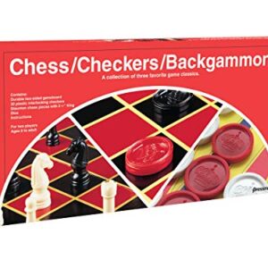 Pressman Chess / Checkers / Backgammon - 3 Games in One with Full Size Staunton Chess Pieces and Interlocking Checkers, 15.62 x 8.00 x 1.50 Inches