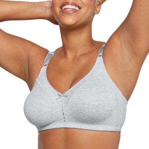 bali women's double support cotton stretch wire-free bra, heather grey, 38c