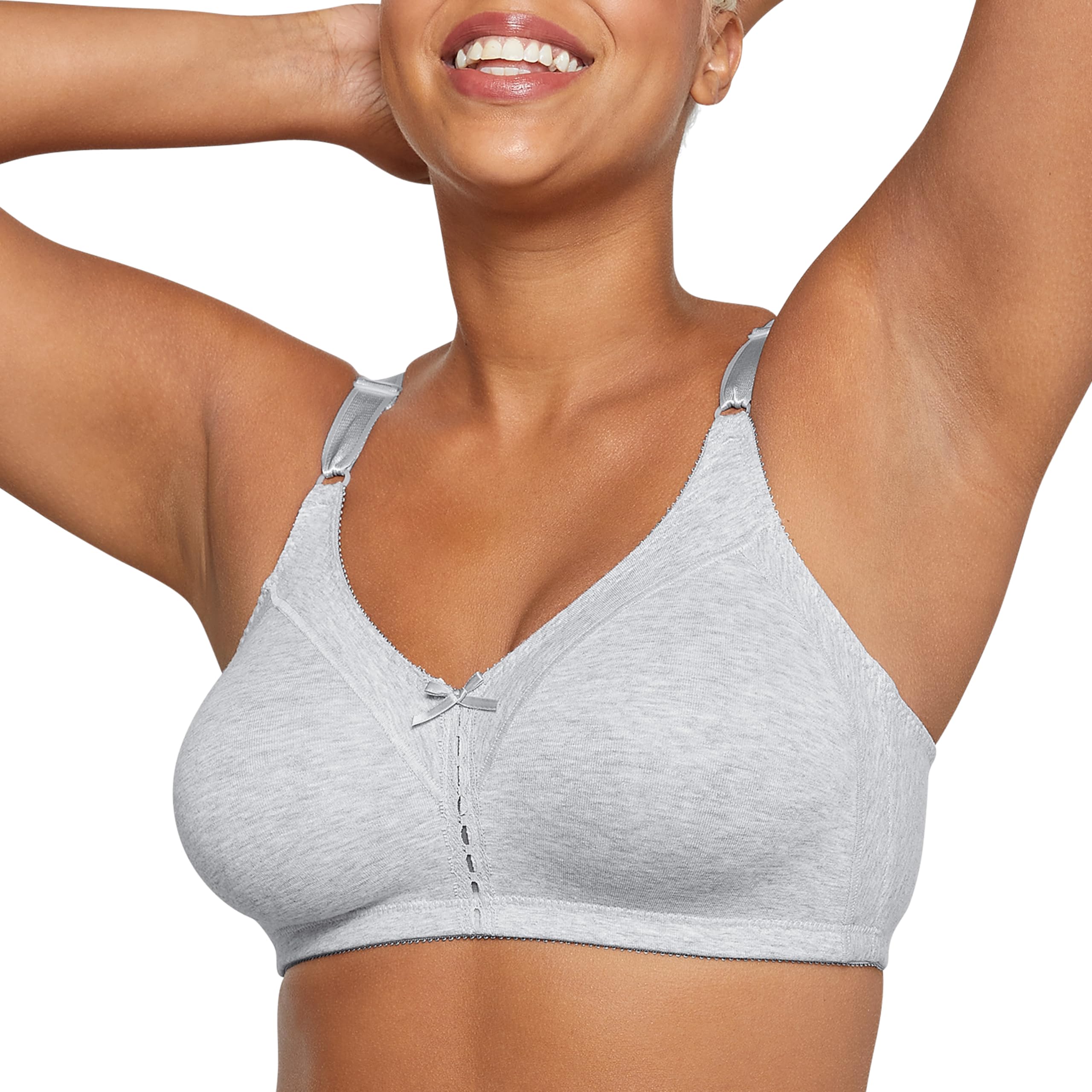 Bali Women's Double Support Cotton Stretch Wire-Free Bra, Heather Grey, 38C