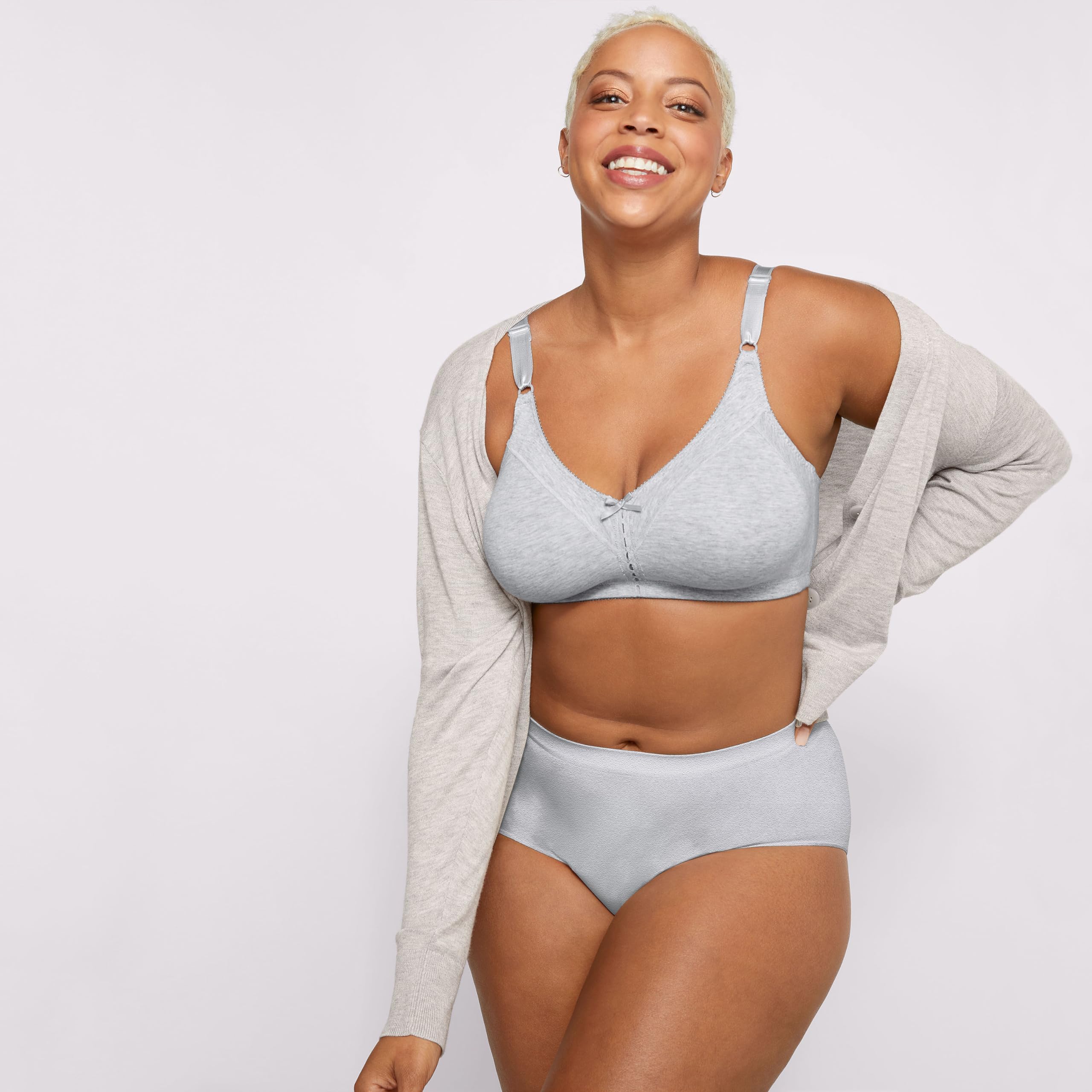 Bali Women's Double Support Cotton Stretch Wire-Free Bra, Heather Grey, 38C