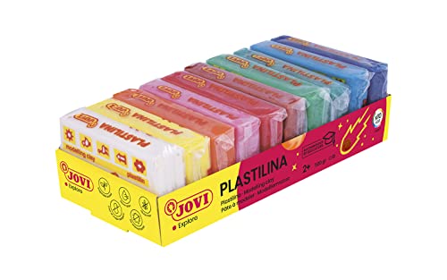 Jovi Plastilina Reusable and Non-Drying Modeling Clay; 1.75 Oz. Bars, Set of 10, 1 Each of 10 Colors, Perfect for Arts and Crafts Projects