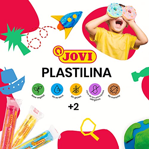 Jovi Plastilina Reusable and Non-Drying Modeling Clay; 1.75 Oz. Bars, Set of 10, 1 Each of 10 Colors, Perfect for Arts and Crafts Projects