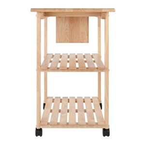 Winsome Wood Kitchen Cart With Cutting Board, Knife Block and Shelves, Beech