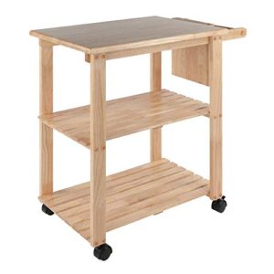 Winsome Wood Kitchen Cart With Cutting Board, Knife Block and Shelves, Beech