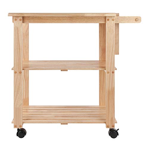 Winsome Wood Kitchen Cart With Cutting Board, Knife Block and Shelves, Beech