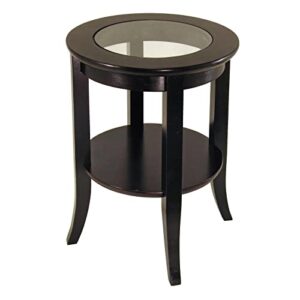 winsome genoa 22.56 x 18.47 x 18.47-inch composite wood end table with glass inset, dark espresso (92218)