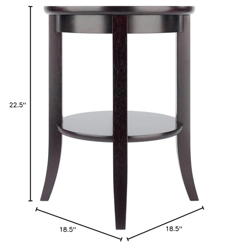 Winsome Genoa 22.56 x 18.47 x 18.47-Inch Composite Wood End Table With Glass inset, Dark Espresso (92218)