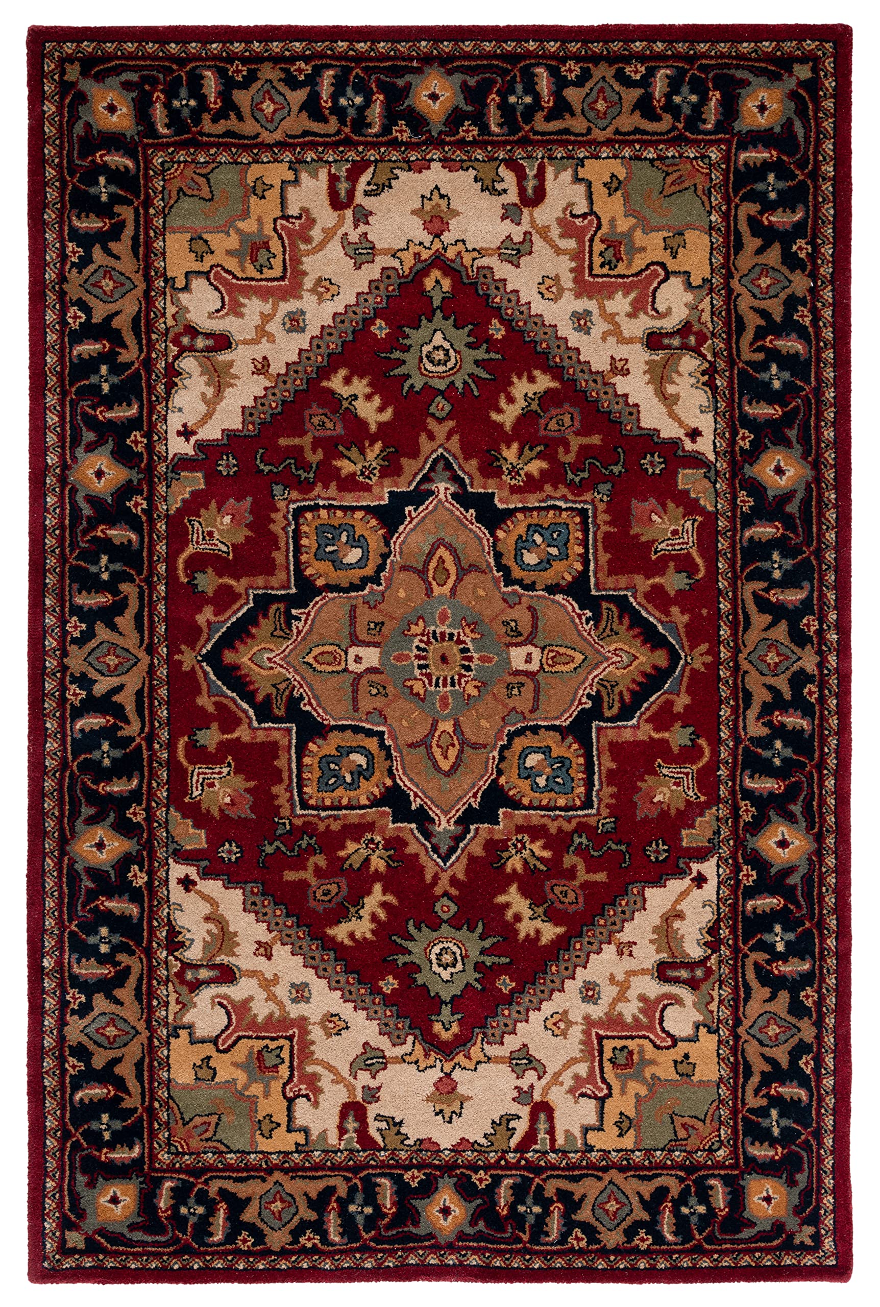 SAFAVIEH Heritage Collection Area Rug - 5' x 8', Red, Handmade Traditional Oriental Wool, Ideal for High Traffic Areas in Living Room, Bedroom (HG625A)