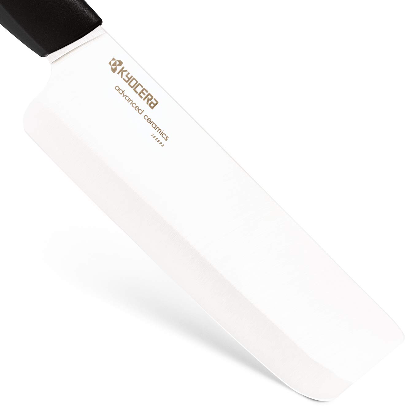 Kyocera Advanced Ceramic Revolution Series 6-inch Nakiri Vegetable Cleaver, Black Handle, White Blade