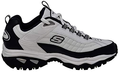 Skechers Men's Energy Afterburn Lace-Up Sneaker, White/Navy, 10 Wide