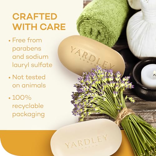 Yardley London Nourishing Bath Soap Bar Oatmeal & Almond, Helps Soothe Dry Skin & Gently Exfoliates with Natural Oatmeal, 4.0 oz Bath Bar, 1 Soap Bar