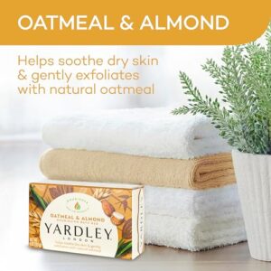 Yardley London Nourishing Bath Soap Bar Oatmeal & Almond, Helps Soothe Dry Skin & Gently Exfoliates with Natural Oatmeal, 4.0 oz Bath Bar, 1 Soap Bar