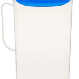 LocknLock Aqua Fridge Door Water Jug with Handle BPA Free Plastic Pitcher with Flip Top Lid Perfect for Making Teas and Juices, 2 QT, Blue