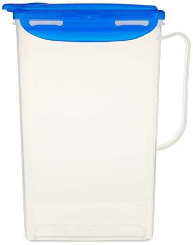 LocknLock Aqua Fridge Door Water Jug with Handle BPA Free Plastic Pitcher with Flip Top Lid Perfect for Making Teas and Juices, 2 QT, Blue