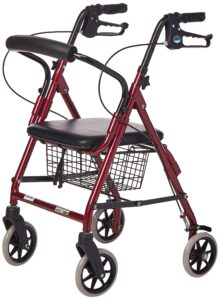 lumex walkabout junior rollator walker with seat, small & narrow for short adults, pediatrics & kids