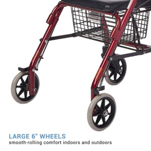 Lumex Walkabout Junior Rollator Walker with Seat, Small & Narrow for Short Adults, Pediatrics & Kids