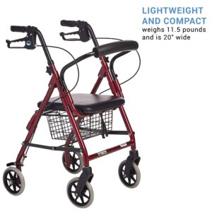 Lumex Walkabout Junior Rollator Walker with Seat, Small & Narrow for Short Adults, Pediatrics & Kids