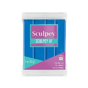 sculpey iii® polymer oven-bake clay, blue, non toxic, 2 oz. bar, great for modeling, sculpting, holiday, diy, mixed media and school projects.perfect for kids & beginners!