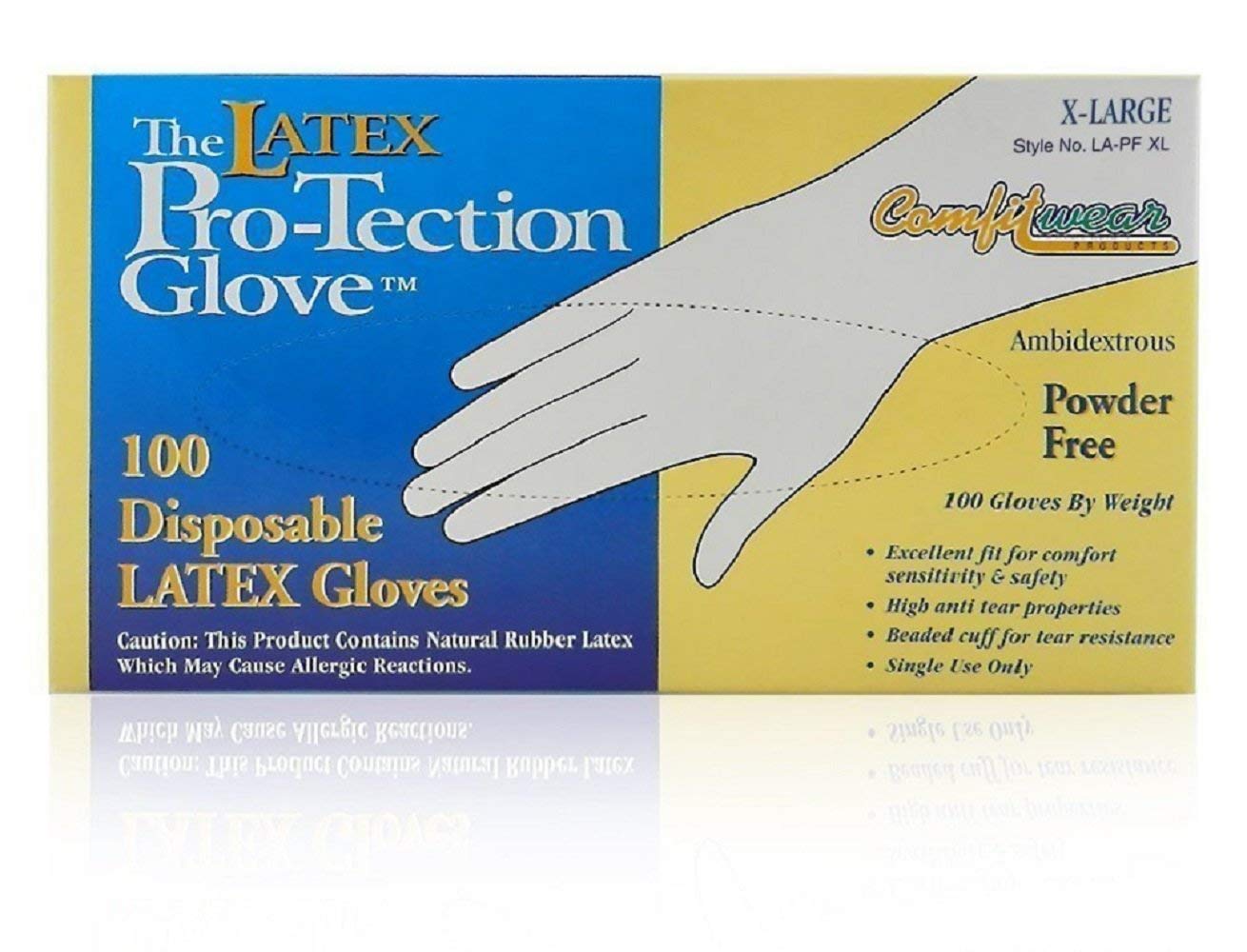 100 Disposable Latex Gloves, Powder Free Size X-large