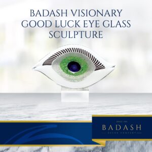 Badash Visionary Good Luck Eye Murano-Style Glass Sculpture - Handcrafted 10" L x 7.5" H