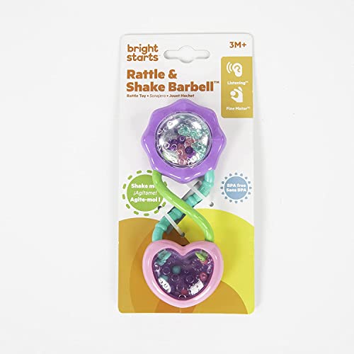 Bright Starts Rattle and Shake Barbell Toy - Pretty in Pink, Ages 3 Months +