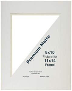 callen hc1114-11001 single hand cut photo mat with bevel edge, 11-inch x 14-inch, ivory/white core