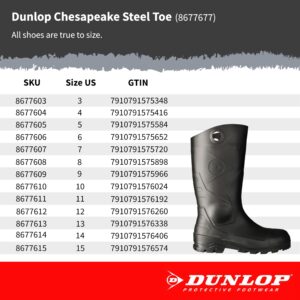 DUNLOP Men's modern 8677677.15, Chesapeake steel toe Black Amazon, 100% Waterproof PVC, Lightweight and Durable, 15