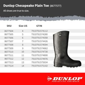 Dunlop Protective Footwear, Chesapeake plain toe Black Amazon, 100% Waterproof PVC, Lightweight and Durable, 8677577.11, Size 11 US