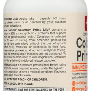 Jarrow Formulas Colostrum Prime Life 400 mg, Dietary Supplement, Immune and Gastrointestinal Support, 120 Capsules, 120 Day Supply