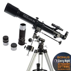 Celestron: PowerSeeker 70EQ Telescope - Manual German Equatorial Telescope for Beginners - Compact and Portable - Bonus Astronomy Software Package - 70mm Aperture