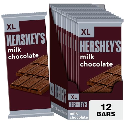 HERSHEY'S Milk Chocolate XL, Candy Bars, 4.4 oz (12 Count, 16 Pieces)