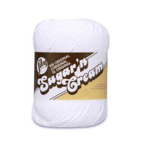 lily sugar 'n cream the original solid yarn, 2.5oz, medium 4 gauge, 100% cotton - white - machine wash & dry