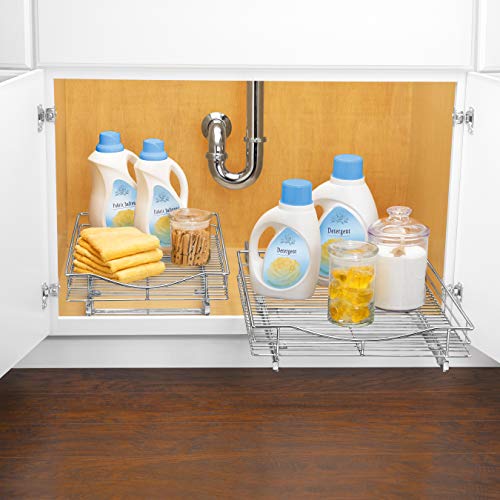 LYNK PROFESSIONAL® Pull Out Cabinet Organizer, 17" x 21" Slide Out Drawers for Kitchen Cabinets - Sliding Pull-Out Pantry Shelves – Home Shelf Organizers - Lifetime Ltd. Warranty, Chrome