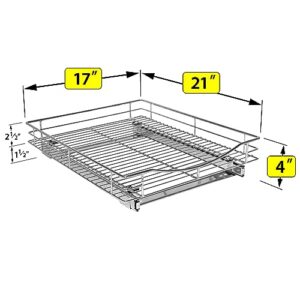 LYNK PROFESSIONAL® Pull Out Cabinet Organizer, 17" x 21" Slide Out Drawers for Kitchen Cabinets - Sliding Pull-Out Pantry Shelves – Home Shelf Organizers - Lifetime Ltd. Warranty, Chrome