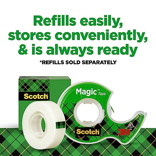 Scotch Magic Tape, Invisible, Home Office Supplies and Back to School Supplies for College and Classrooms, 4 Rolls with 4 Dispensers