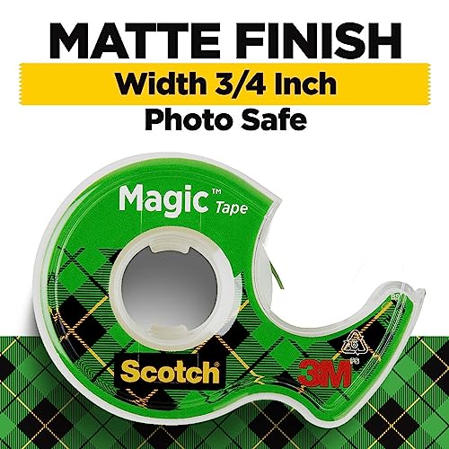 Scotch Magic Tape, Invisible, Home Office Supplies and Back to School Supplies for College and Classrooms, 4 Rolls with 4 Dispensers