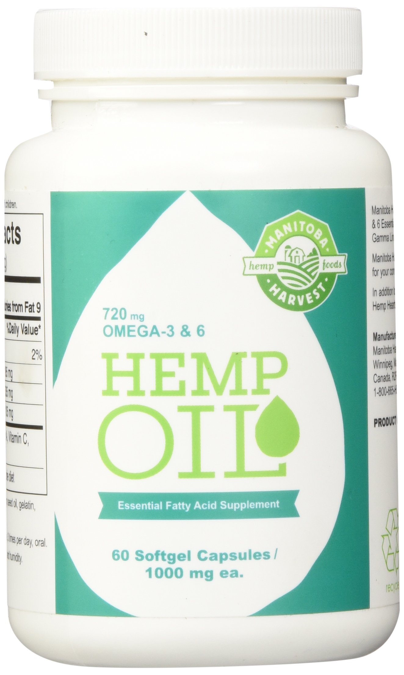 Manitoba Harvest Hemp Oil, 60 Softgel Capsules (Pack of 3)