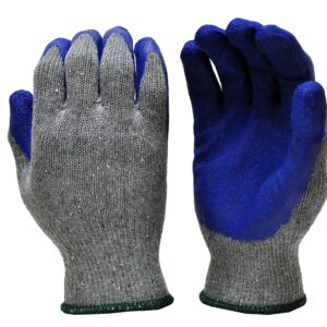 G & F 1511M-DZ Rubber Latex Coated Work Gloves for Construction, Blue, Crinkle Pattern, Men's Medium (Sold by dozen, 12 Pairs)