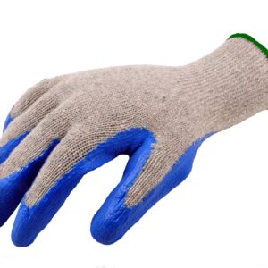 G & F 1511M-DZ Rubber Latex Coated Work Gloves for Construction, Blue, Crinkle Pattern, Men's Medium (Sold by dozen, 12 Pairs)