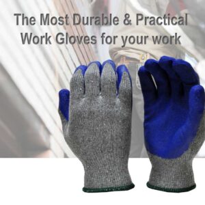 G & F 1511M-DZ Rubber Latex Coated Work Gloves for Construction, Blue, Crinkle Pattern, Men's Medium (Sold by dozen, 12 Pairs)