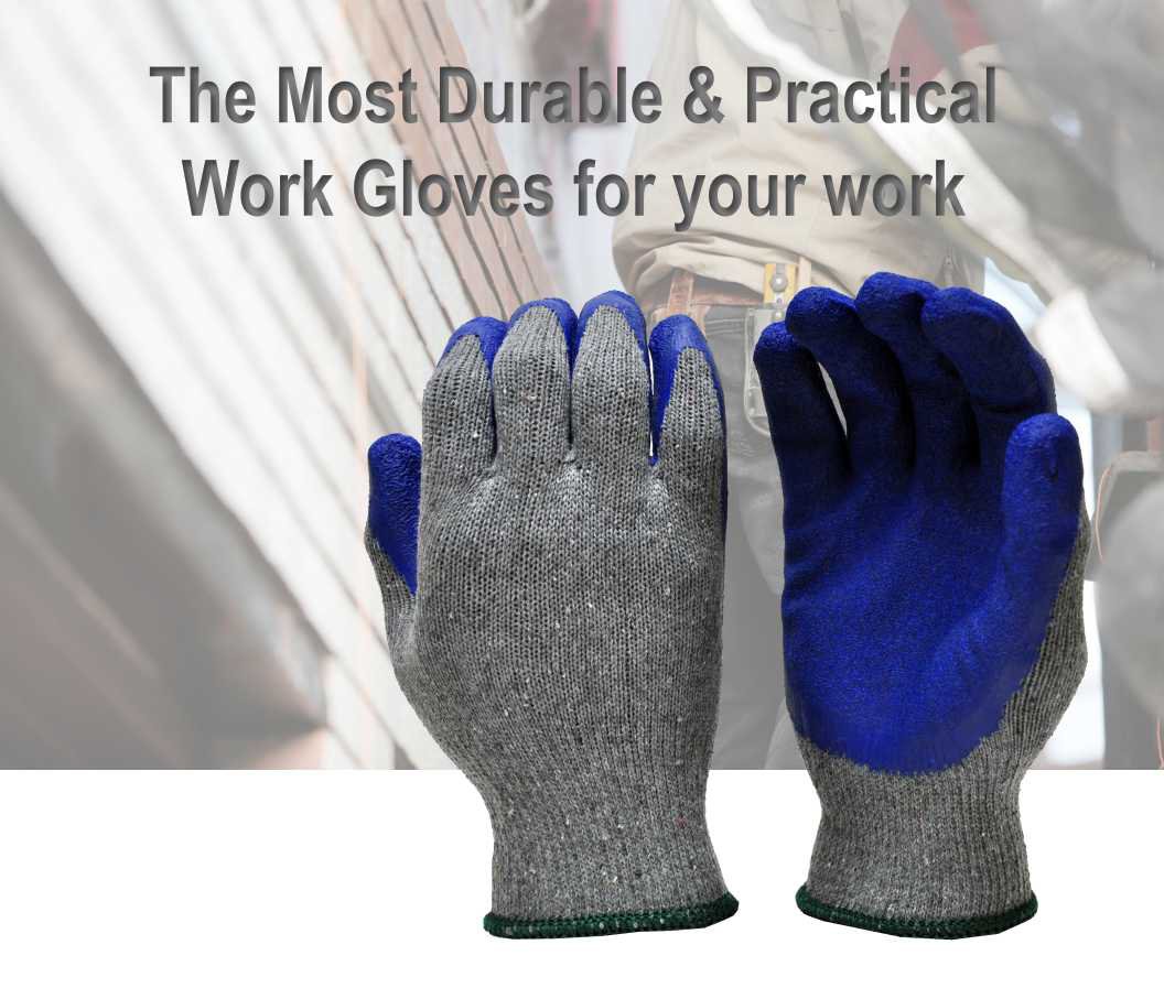 G & F 1511M-DZ Rubber Latex Coated Work Gloves for Construction, Blue, Crinkle Pattern, Men's Medium (Sold by dozen, 12 Pairs)