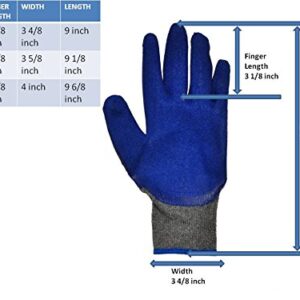 G & F 1511M-DZ Rubber Latex Coated Work Gloves for Construction, Blue, Crinkle Pattern, Men's Medium (Sold by dozen, 12 Pairs)